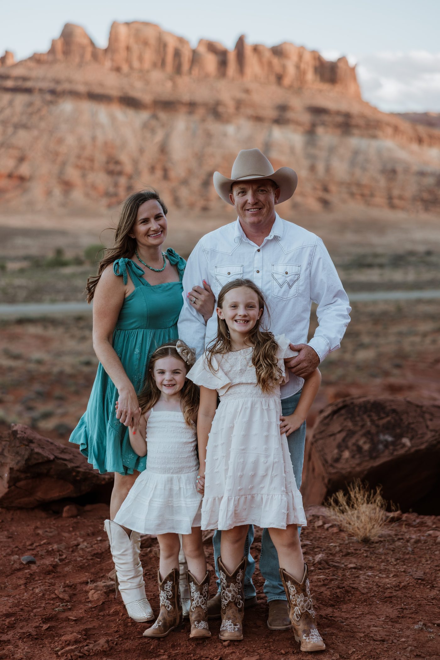 Jamison Wiggins with his wife Amy and their two daughters in Grand County, Utah